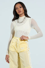 PAXTON SEXY MESH LONG SLEEVE MOCKNECK BODYSUIT