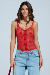 YOU WILL SEE LACE BODYSUIT IN RED
