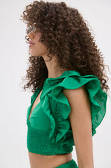 SOMETHING FEELS RIGHT BLOUSE IN KELLY GREEN