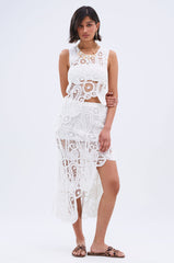 ASYMMETRICAL CROCHET PAISLEY MIDI SKIRT