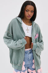 HAND MADE ZIP UP SWEATSHIRT