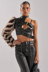 HIGH AND LOW FUR BLOUSE