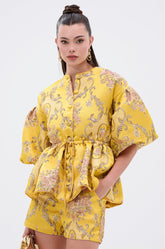 ETHEREAL BROCADE SHORT SLEEVE BLOUSE