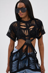 SHREDDED OVERSIZED SHORT SLEEVE TEE