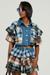 OVERRATED PLAID BUTTON DOWN BLOUSE