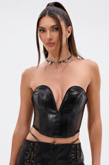 BABY GIRL FAUX LEATHER WITH MESH PANEL CORSET