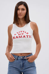 A LITTLE DRAMATIC EMBELLISHED TANK TOP