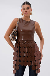 LIGHTS FLASHING FAUX LEATHER TOP