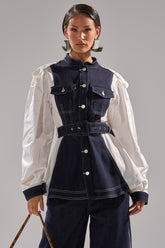 DIANA DENIM AND POPLIN BUTTON DOWN