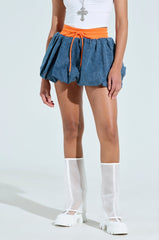 IN YOUR FACE DENIM BUBBLE SKIRT
