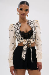 BELLINI FLORAL TIE FRONT TOP