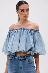 NEVER GOING TO STOP BLOUSE IN DENIM