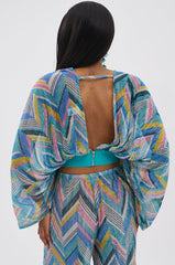 GRISELDA PRINTED CROP LONG SLEEVE TOP