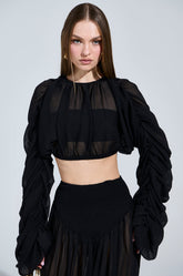 LAURA RUCHED CROPPED BLOUSE