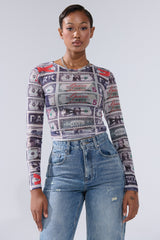 GIMME THE MONEY MESH LONG SLEEVE
