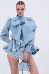 PHOEBE DENIM BOW BLOUSE