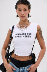 UNHINGED AND UNBOTHERED SIDE LACE CROPPED TEE