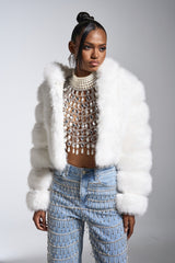 JOLENE FAUX FUR COAT IN WHITE