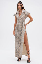 TOO BUSY TO CARE LEOPARD MIDI DRESS