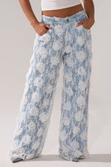 FOLLOW MY LEAD APPLIQUE WIDE LEG DENIM