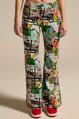 GREEN LIGHT LOW RISE FLARE DENIM