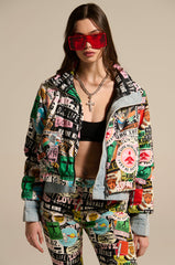 GREEN LIGHT LAYERED GRAPHIC BOMBER