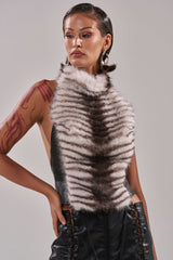 I'M MY OWN SPIRIT ANIMAL MOCK NECK FUR TOP
