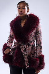 KENZY FUR TRIM MOTO IN PINK MULTI