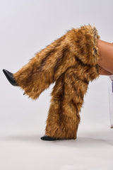 AZALEA WANG LANGLEYE BROWN THIGH HIGH FUR LUXE BOOT