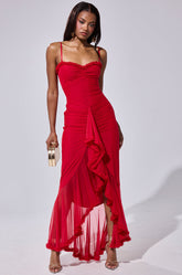 TATI RUFFLE MAXI DRESS IN RED