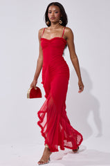 TATI RUFFLE MAXI DRESS IN RED