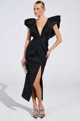 GAGA AT THE OSCARS PUFF SLEEVE MAXI DRESS