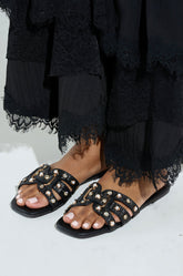LISA BLACK EMBELLISHED SLIP ON SANDAL