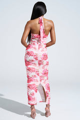 VIOLETS FOR ROSES PRINTED MAXI DRESS