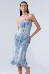 BROOKLYN BADDIE DENIM MIDI DRESS
