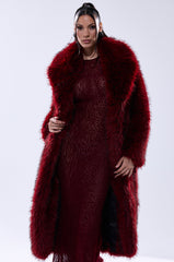 OSLO FAUX FUR COAT IN RED MULTI