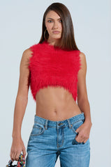 SHAGGY RED CROP TOP