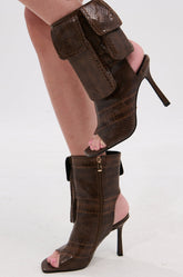 AZALEA WANG RIDWAN BROWN OPEN TOE BOOTIE