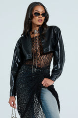 NATALIA CROCODILE PU BUTTON DOWN SHIRT