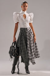 FALL VIBES PLAID MIDI SKIRT