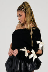 COQUETTE CHIC CHUNKY SWEATER IN BLACK