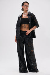 GOING CRAZY PU CUTOUT PALAZZO PANT