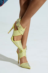 AZALEA WANG SALVIA LIME STUDDED STILETTO PUMP