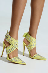 AZALEA WANG SALVIA LIME STUDDED STILETTO PUMP