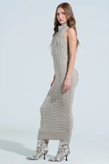 JESSICA CABLE KNIT SWEATER MIDI DRESS