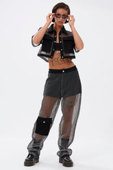 STEPHANIA TRANSPARENT TROUSER IN BLACK