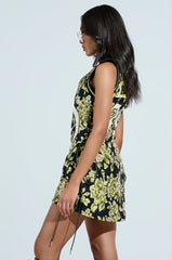 RENAISSANCE ON THE COURT BROCADE MINI DRESS
