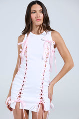LULU TIE FRONT MINI DRESS