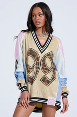 RYAN COLORBLOCK RHINESTONE JERSEY MINI DRESS IN PASTEL