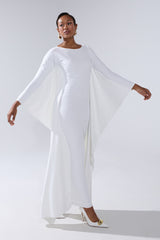 KYLIE MAXI DRESS WITH RUFFLE SLEEVES IN WHITE